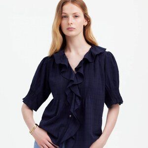 NWT Madewell Ruffle Puff-Sleeve Peplum Top | Size M